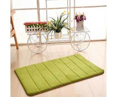 Laat Cachemire - Alfombra de baño, algodón de memoria, antideslizante, verde, 40 x 60 cm