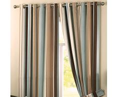 Dreams n Drapes Whitworth - Cortinas con Forro y Ojales (170 x 183 cm), diseño de Rayas, Color Azul y Beige