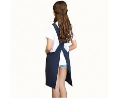 H correas de hombro suave lino y algodón delantal color sólido halter vendaje Cruz ropa de cocina de delantales de Japón estilo X Shape Chef verano Fit
