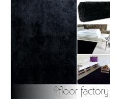 floor factory Alfombra Moderna Seasons negra 160x230 cm - Alfombra de Pelo Largo blanda y suave