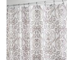 InterDesign Tribal Damask Cortina de ducha | Cortinas para baño de calidad | Cortina de baño de diseño en tamaño 183,0 cm x 183,0 cm | Poliéster topo
