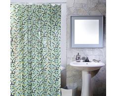 MSV 140274 -mozaicismo PVC 180 x 200 cm Cortina de Ducha, Azul