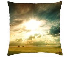 Increíble rayos de sol sobre campos de trigo - Funda de cojín (18