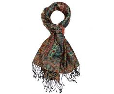 LORENZO CANA – Pashmina Bufanda – Pañuelo de de lujo de seda y lana 70 x 190 cm Paisley costura bufanda toalla estola Sobres tejida