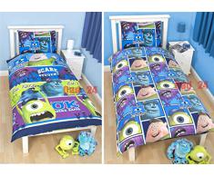 DISNEY MONSTERS INC UNIVERSITY REVERSIBLE cama individual para niños juego de colcha