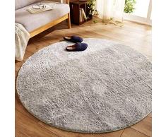 Fansu Tapete Redondo Interior Alfombra Cocina Dormitorio Sala Piso Moqueta Mats Felpudos, Estera de Felpa Cojín Antideslizante Decorativo Suave Superficie (60cm,Gris)