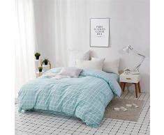 Fansu Juego de Ropa de Cama 4 Piezas, Incluye Tela Escocesa Moderna Microfibra 1 Cremallera Funda Nórdica de Edredón 1 Colcha de Cama o Sábana 2 Fundas de Almohada (150x200cm-1.5M,Azul a Cuadros)