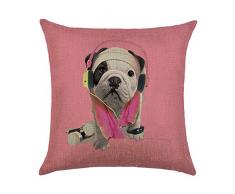 Fundas De Cojines, Morbuy 4PC Cómodo Estilo de Perro Lindo 18 x 18 (45x 45cm) Lino Almohada Cuadrado Decoración Para Camas Sofás Sillas Fundas De Cojín para Sofá Cama Coche (Linda)