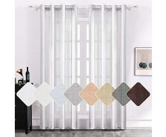 MIULEE Cortinas Poliéster Ojales Raya Cruzada Cortina Translucida de Dormitorio Moderno Ventana Visillos Salon para Sala Cuarto Dormitorio Comedor Salon Cocina Salón 140x225 cm Gris Claro