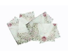 Sin marca 41.5cmx28cm Mantel Bordado Calado de pequeñas Flores Rojas y Rosas tapicería para Boda casa (4 Unidades)