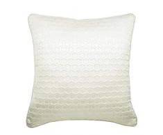 The HomeCentric Funda de Almohada Decorativa Blanco Diseño de la Colmena Seda 35 x 35 cm Blanco, Funda de cojín Hecha a Mano Seda Jacquard - White Beehive