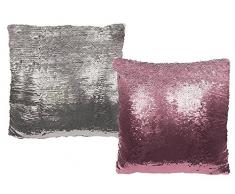 OOTB Plata/Cojín de Lentejuelas de Color Rosa, Glamour, con Cierre de Cremallera, poliéster/Pet,, 37.5 x 6 x 36.5 cm