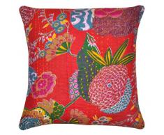 Funda Cojín Almohada étnica India 2 Piezas Algodón Casa Decoración Kantha 43 x 43 cm Rojo