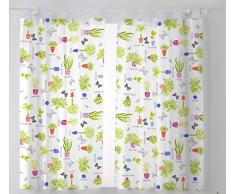 Martina Home Pack 2 Cortinas con visillo para Cocina modelo Macetas ,medida 100 x 140 cm