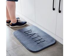Morbuy Alfombras de baño, Alfombra de Baño de Ducha Espuma de Memoria de Microfibra Foam Agua Absorbente Antideslizante Soft Household Rug Terciopelo Coral (40 * 60cm, Gris)