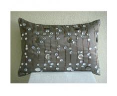 Diamond Dreams - Decorativa Funda de Cojin 30 x 55 cm, Rectangle/Lumbar Grey Seda Bordado del Cuentas y Cristal