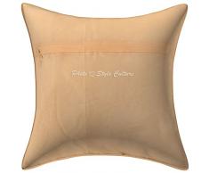 Stylo Culture Crema de algodón 16x16 brocado Self Design elefante étnico cojín cubiertas conjunto de 2