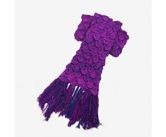 Ecrazybaby888 Hecho a Mano de Punto Manta de Cola de Sirena Todas Las Estaciones cálido sofá Cama Sala de Estar Manta para Adultos, Fish-Scales patrón con Borla, Borgoña, 180 x 90cm