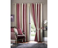 Just Contempo - Cortinas con Ojales (Seda sintética), diseño a Rayas, Cortina 229 x229 cm (Extra Larga), Rojo, Beige, Blanco (Claret)