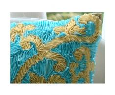 Creative Ribbons - Decorativa Funda de Cojin 50 x 50 cm, Square Azul Seda Satén Bordado de La Cinta