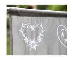 SIMPVALE 1 Pieza Tul Cortina Romana Translúcido, Bolsillo De Barra Tie Up Persianas Romanas, Voile Cortinas De Empalme Bordado - Gris, Ancho 80cm / Altura 140cm