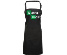 Delantal, Breaking Bad Colour blanco Cook Wanna Cook, Chemistry Walter, de culto, algodón, negro, 72 cm x 86 cm