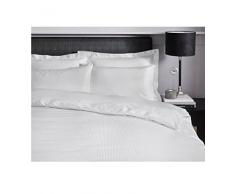 Catherine Lansfield Super King sábana Bajera para Cama de Rayas de satén, Blanco