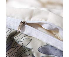 Fansu Juego de Ropa de Cama 4 Piezas, Microfibra Funda de Edredón Sábana Funda de Almohada Cremallera Diseño Funda de Almohada Conjunto De Edredón Hoja Plana (220x240cm,Flor Beige)