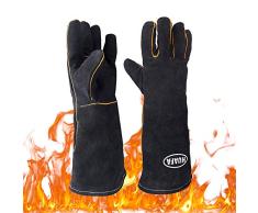 HUAFA Guante de Horno con Revestimiento de Papel de Aluminio, Resistencia al Calor hasta 500 ° C, Guantes para Hornear para cocinar,Adecuado para Cocina, microondas, Parrilla-1 Par(Negro)