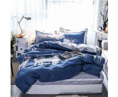 Fansu Juego de Ropa de Cama 4 Piezas, Incluye Simple y Agradable Microfibra 1 Cremallera Funda Nórdica de Edredón + 1 Cama Sábana + 2 Fundas de Almohada (220x240cm-2.2M,Ciudad de la Moda)