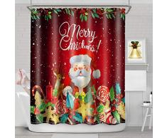 NIBESSER Cortina de Ducha de Navidad Estilo navideño Cortina de Ducha con diseño Impermeable para baño antimoho Lavable