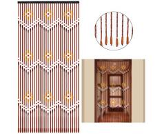 Saigon Sumatra - Cortina de madera para puerta, diseño de perla de bambú, hecha a mano, para porche, dormitorio, salón, 31 filamentos, 90 x 220 cm