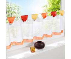 SIMPVALE Cortina Corta para Cocina Visillo, de Lino y, Naranja, Altura 60cm/Ancho 180cm