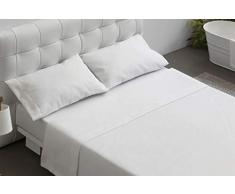 Burrito Blanco Sábana Encimera de Hostelería G12 Lisa 100% Algodón Cama de Matrimonio de 150x190 hasta 160x200 cm | Sábana Encimera 150, Color Blanco