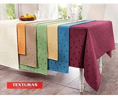 TEXTURAS SELECTION Mantel Antimanchas LONETA RESINADA Color Liso IMPERMEABLE Tamaños Especiales ( 6 colores disponibles ) TISCHDECKER DOUISBURG (160X220 OVAL, AZUL)