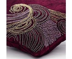 Hecho a mano Púrpura Fundas De Almohada, Zardozi Brillante Resplandecer Cubierta De Almohadas, 40x40 cm Lanzar Fundas De Almohada, Cuadrado Terciopelo Funda De Almohada, Floral - Zardozi Waves