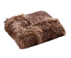 Viviland Manta Suave y Acogedora de Piel Sintética para Sofá, Cama, Silla, Coche, Viaje, Larga Peluda Manta Cálida de Felpa de PV Vellón, Color Marrón, 130x150cm