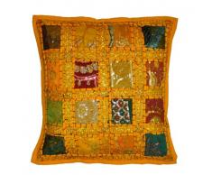 Fundas para cojín de algodón con bordados y tela de retales (patchwork), diseño de estilo hindú vintage, 2 unidades, 41 x 41 cm