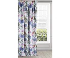 Eurofirany Alia Cortina de satén con Estampado de Flores â Fruncido Mate Moderno Lounge Multicolor salón Dormitorio 1 Pieza, carbón, 140 x 270 cm