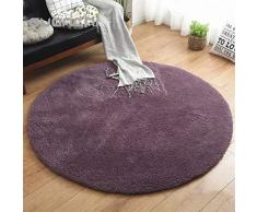Liveinu Redondo Shaggy Alfombra con Respaldo Antideslizante Alfombra de Peluche Salón Modernas para Decoración Ø 100 cm Púrpura