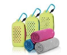Gearlifee Toalla de enfriamiento, Toalla de Hielo fría instantánea, Toalla Deportiva de Secado rápido de Gimnasio Toalla para Correr Senderismo de Golf, con Bolsa de Almacenamiento de Silicona(Gris)