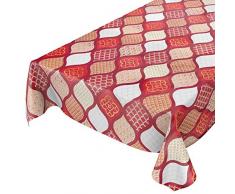 ANRO - Mantel de Hule Lavable, diseño de Cuadros, Color Dorado, Plateado y Gris, Rojo, 100 x 140cm Schnittkante