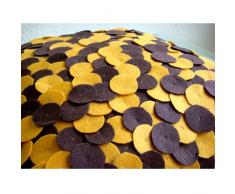 Chocolate & Mustard Spots - Decorativa Funda de Cojin 66 x 66 cm, Square Brown Suede Brown & Mustard Apliques de Fieltro