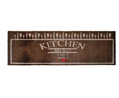 Alfombrilla LifeStyle 100598 Menú con amor, alfombra antideslizante y lavable, ideal para el armario, la cocina o el dormitorio, 50 x 150 cm, marrón / beis