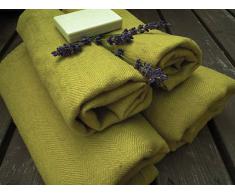 Linenme Toallas de Mano y visitas Lara de Lino. Juego de 2. Color Amarillo y citrina 33 x 50 cm.