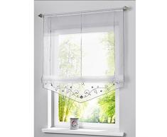 SIMPVALE Romano Ventana Cortina visillos caida visillos Sombra para Balcon y de la Cocina Altura 140cm, Gris, Ancho 60cm