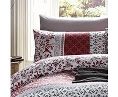 Catherine Lansfield Oriental Birds Nórdica y Funda de Almohada, Algodón, Rojo, Cama 150/170 (King), 220x1x240 cm