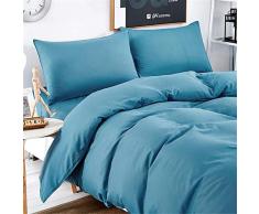 Fansu Plain Juego de Ropa de Cama de 4 Piezas Color sólido Juego de Fundas de Edredón Incluye 1 Funda Nórdica y 1 Sábana encimera 2 Funda de Almohada (Cama 150/160-220x240cm,Azul Real)