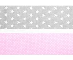 Vizaro - Edredón Minicuna y Almohada Cuna de Colecho - Algodón Puro - 70x80cm - Hecho UE, OekoTex - Estrellitas Rosa