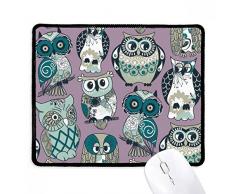 Alfombrilla antideslizante para ratón con diseño de búho a rayas de flores, color negro